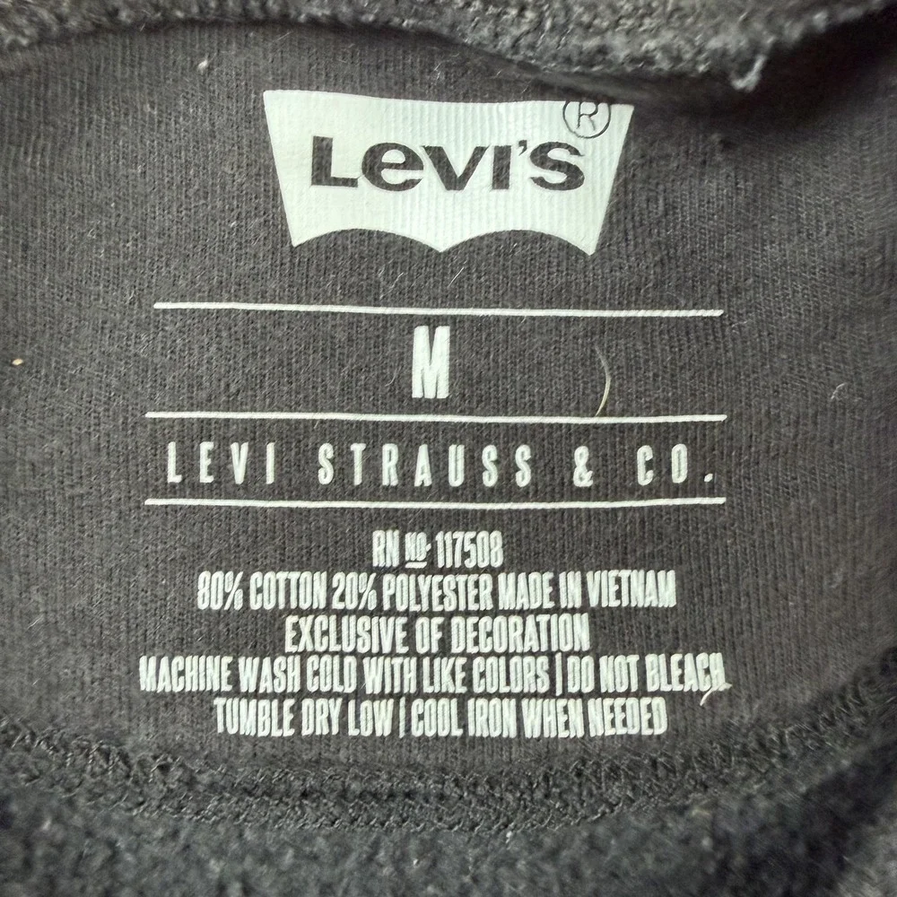Levi's Sweatshirt Mens Medium Black Fleece Pullover Logo Graphic Crewneck